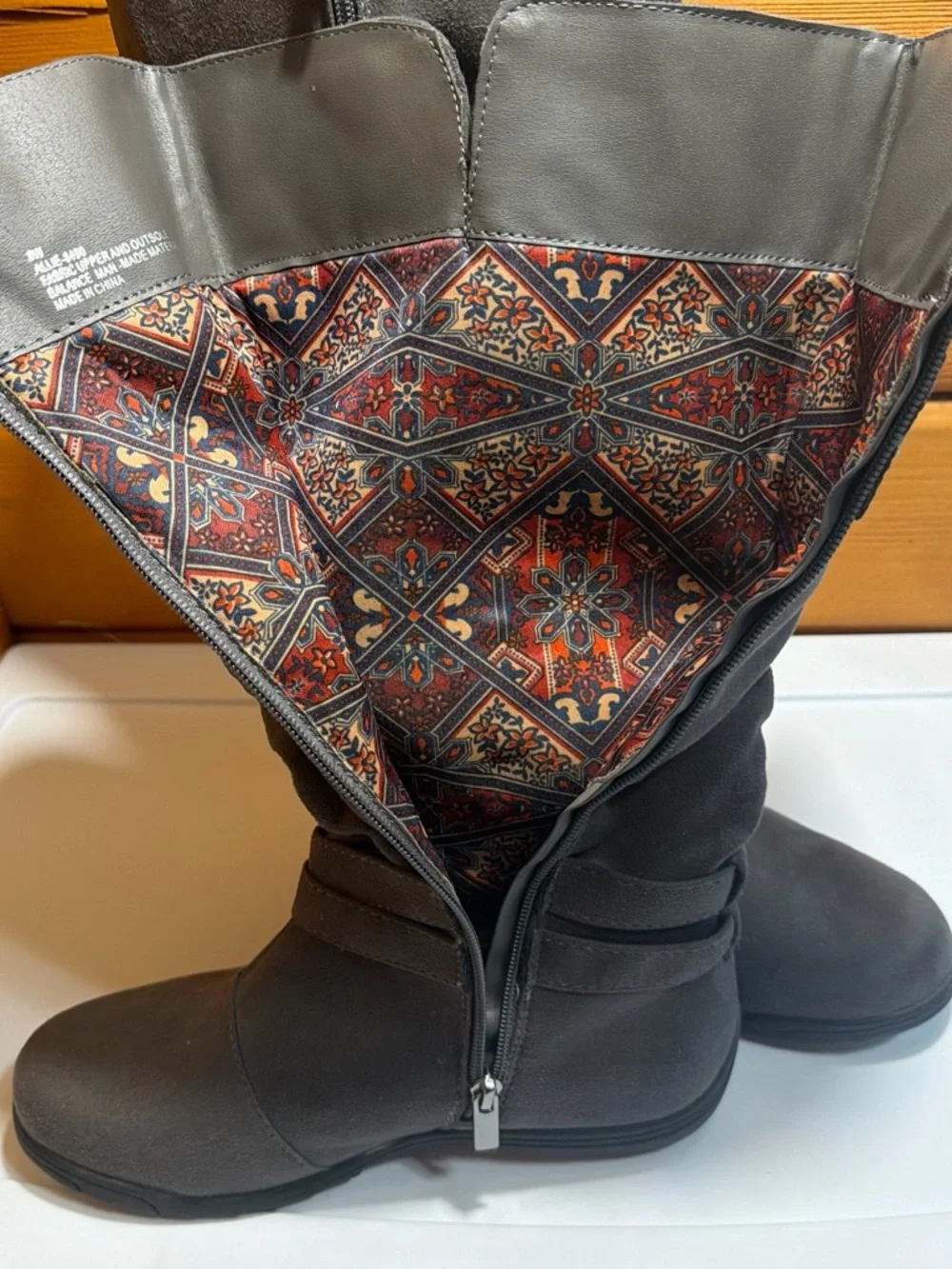 Women's Gray Mid-Calf Buckle Boots